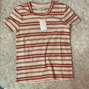 Madewell Striped Short Sleeve Tee - Red and Cream